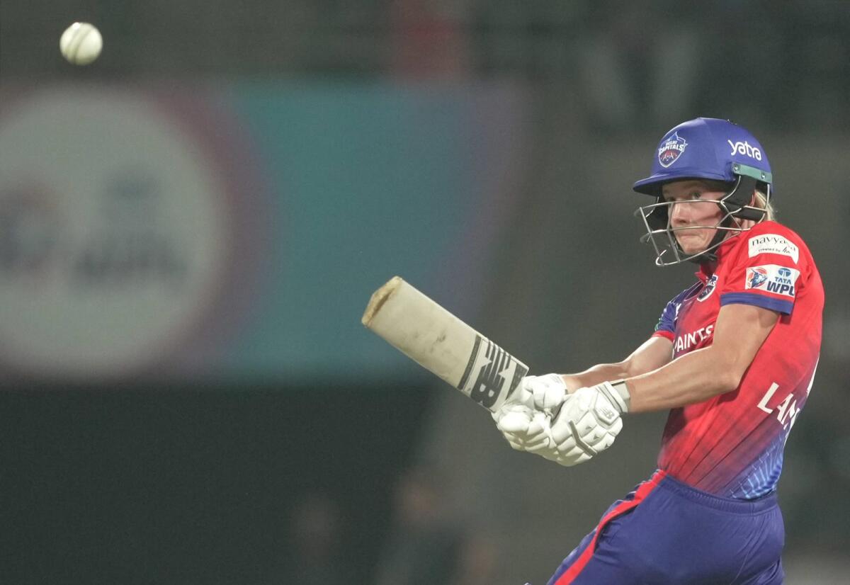 Delhi Capitals' Meg Lanning plays a shot against UP Warriorz on Tuesday. — PTI