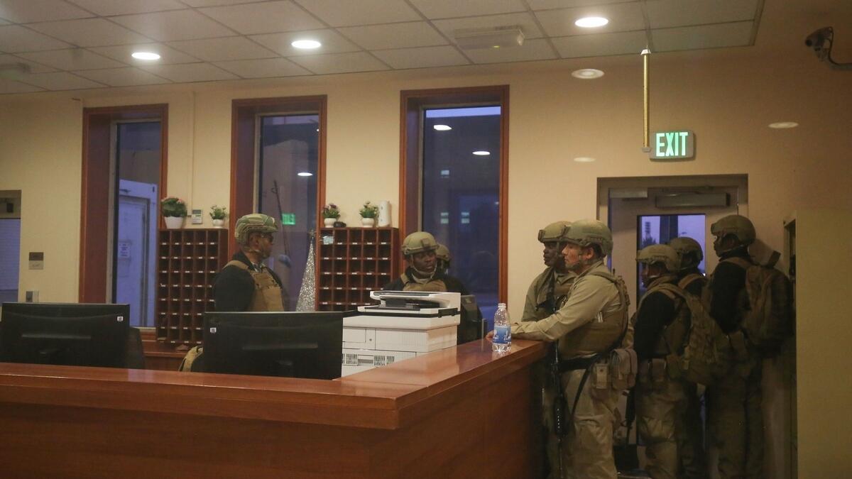 US security forces inside the embassy.
