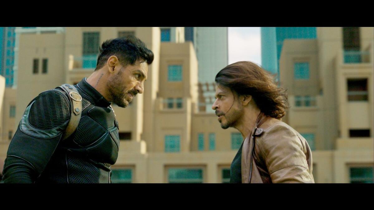 John Abraham and Shah Rukh Khan in a still from 'Pathaan'