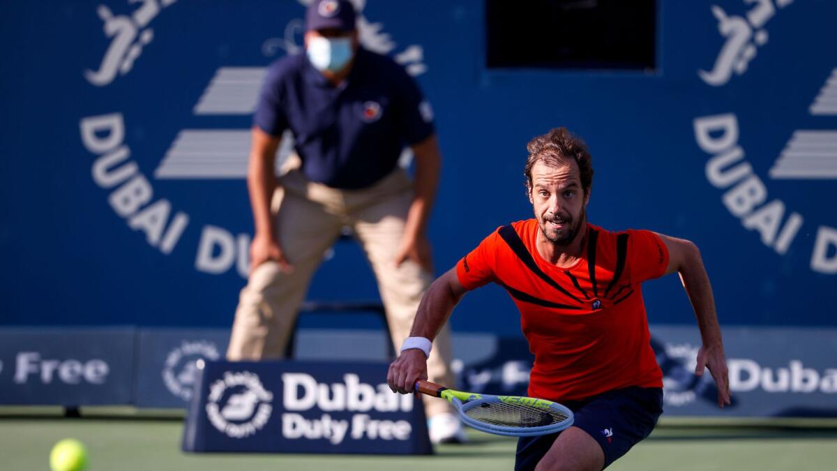 Richard Gasquet during his match against Marco Cecchinato at the Dubai Duty Free Tennis Championships on Monday. (Supplied photo)