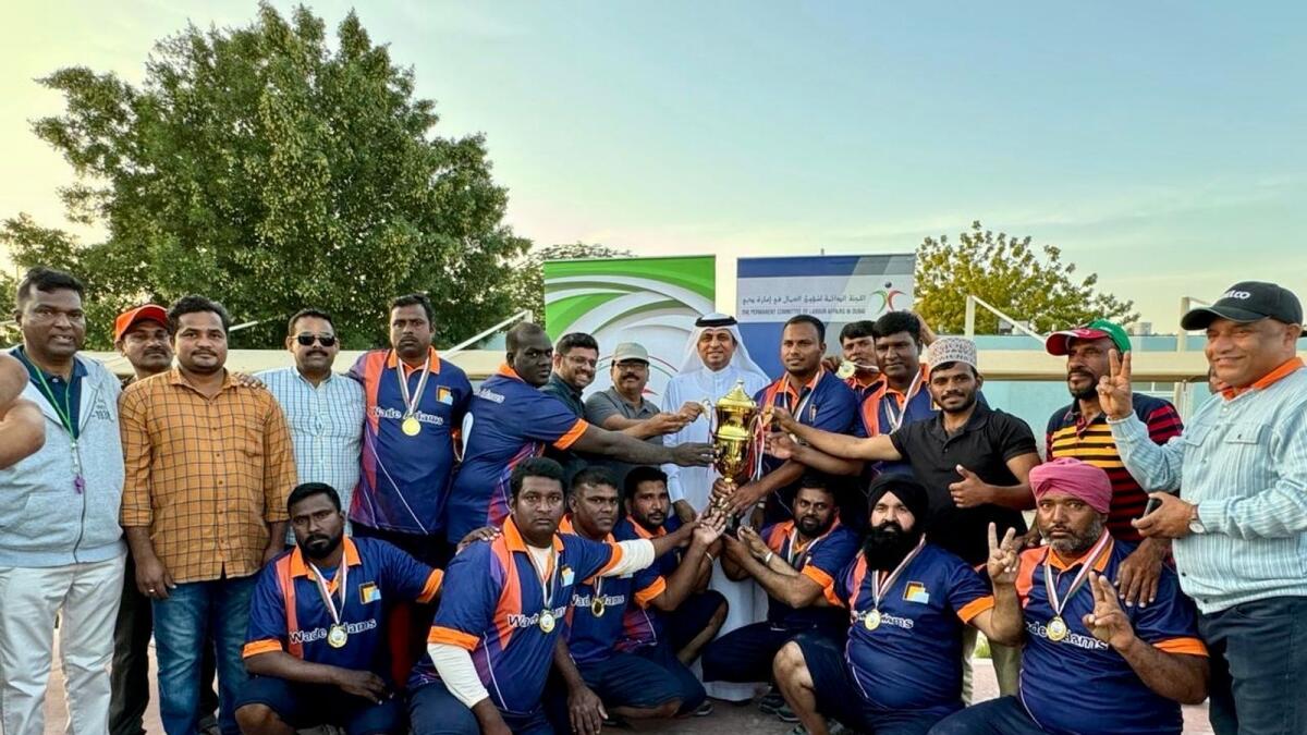 Winners of the tug of war competition at Dubai's Labour Sports Tournament. — Supplied photo