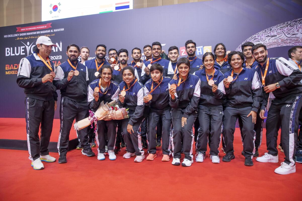 The Indian team with their bronze medals. — Supplied photo
