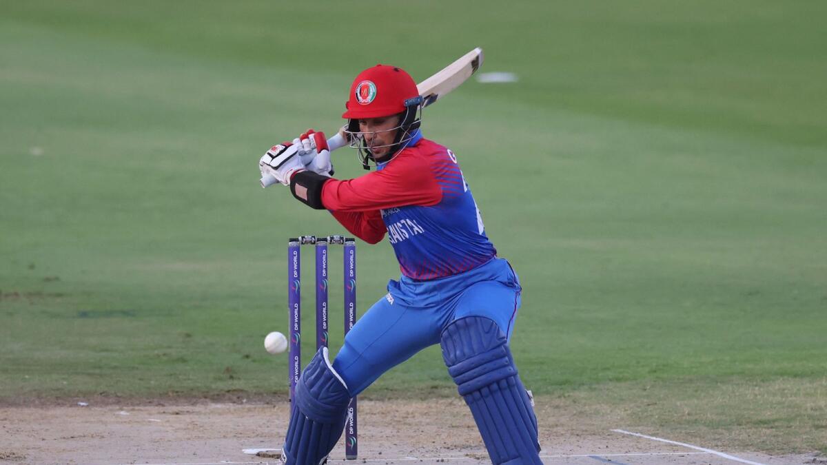 Afghanistan batsman Rahmanullah Gurbaz plays a shot during the Asia Cup match against Sri Lanka. (AFP)