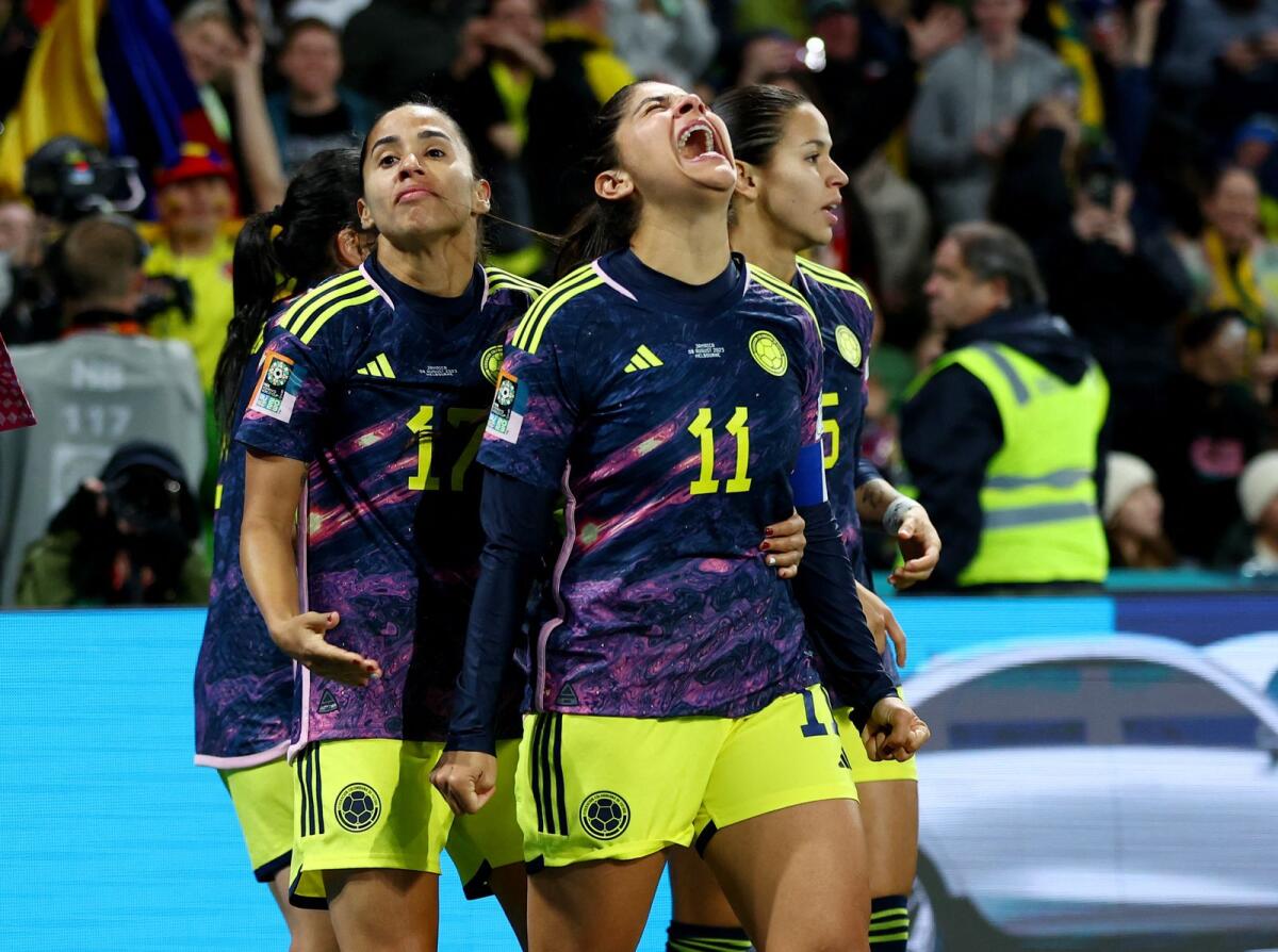 Colombia's Catalina Usme celebrates scoring against Jamaica. — Reuters