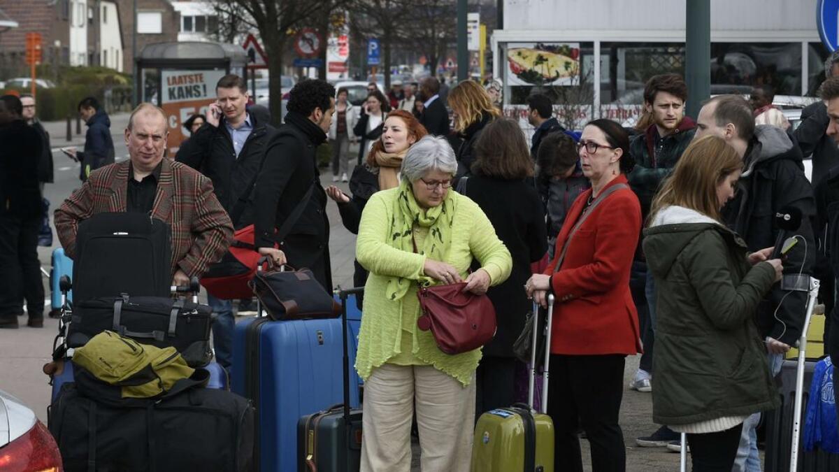 Passengers evacuated after the attack on Brussels airport