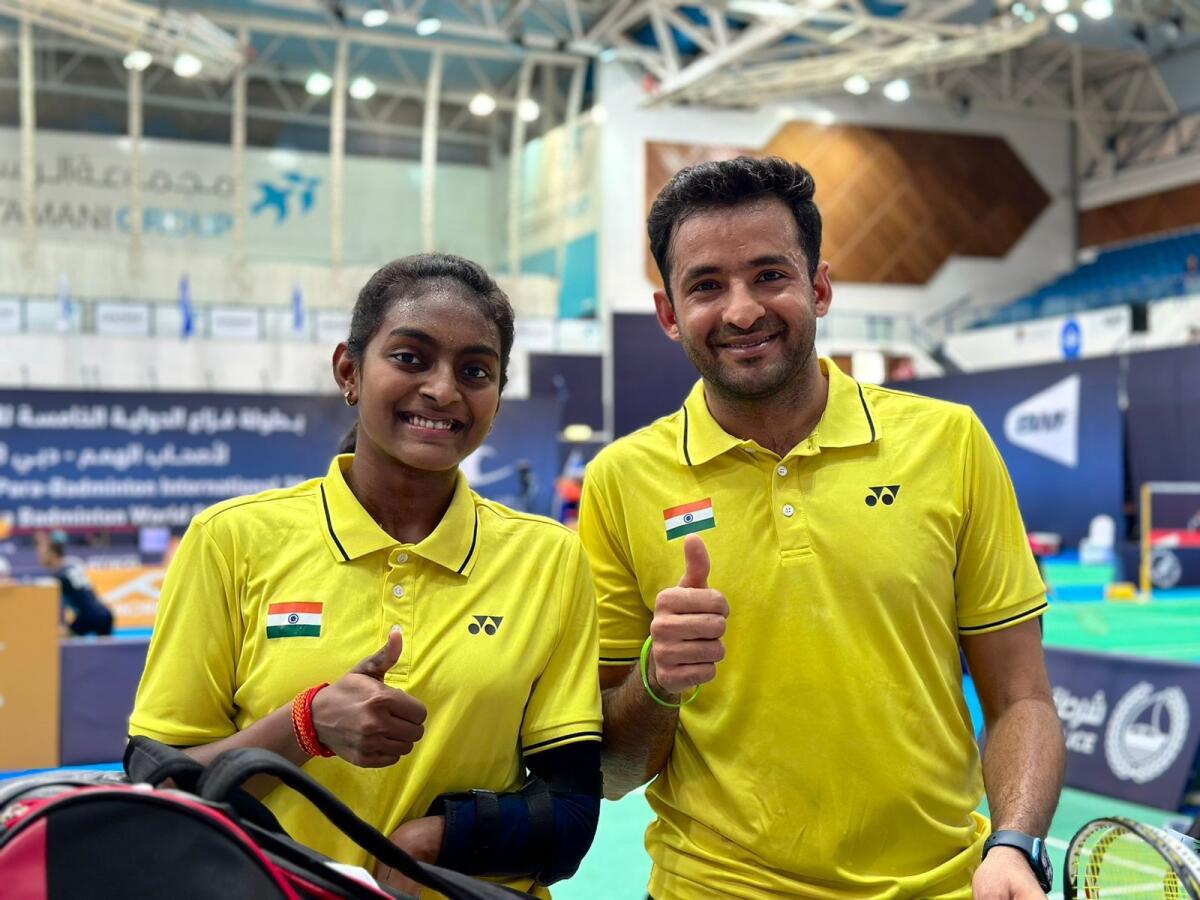 India's Thulasimathi Murugesan and Nitesh Kumar strike a pose after reaching the semi-finals of mixed doubles SL3-SU5 event. - Suipplied photo