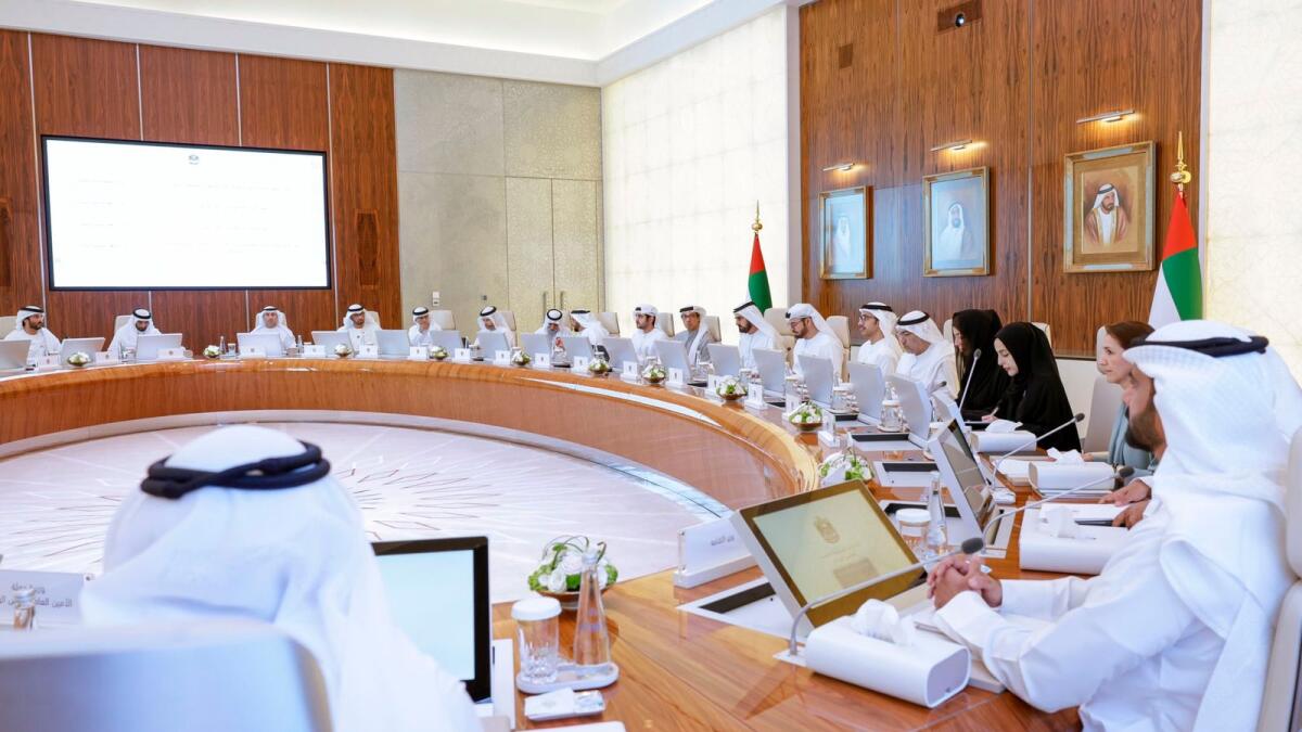UAE ministers at the Cabinet meeting on Monday.