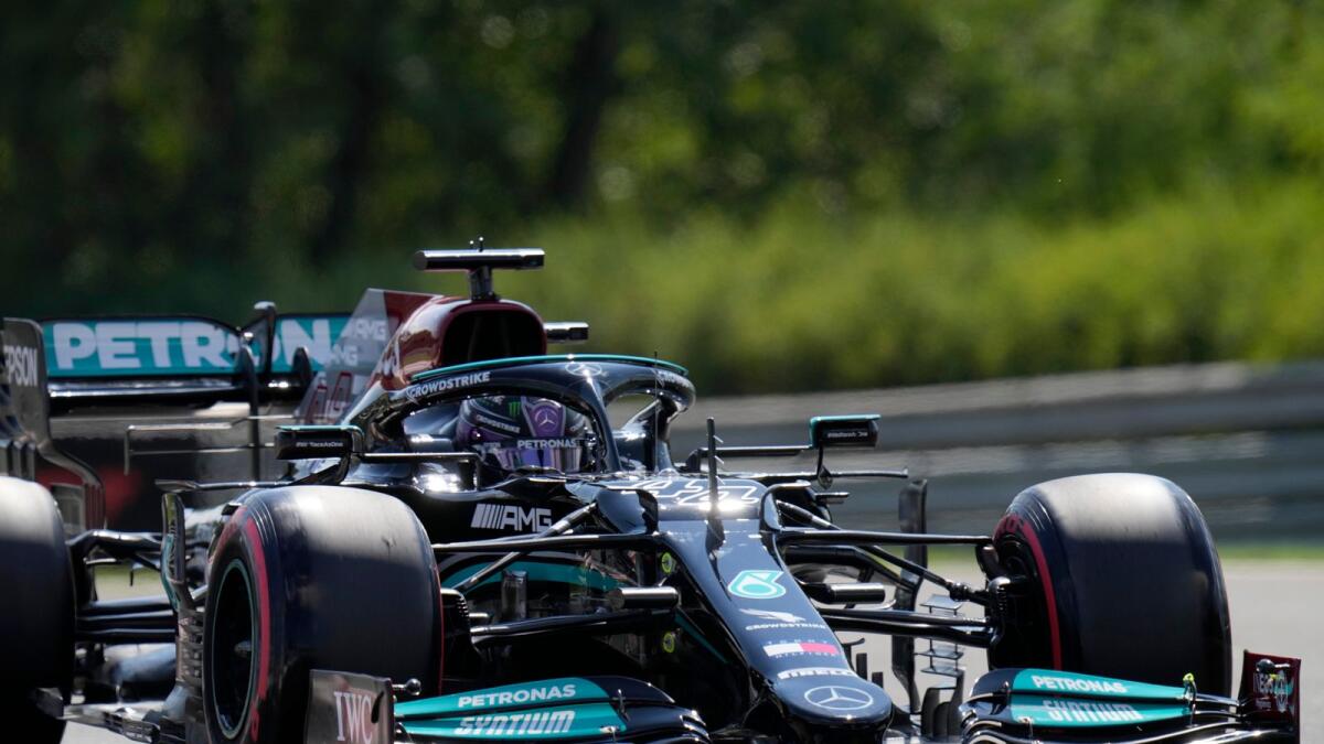 Mercedes driver Lewis Hamilton of Britain steers his car during the qualifying session for the Hungarian Formula One Grand Prix. — AP