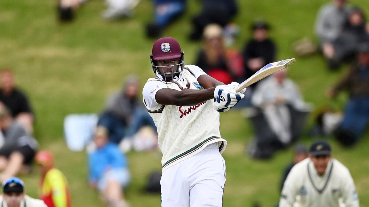 West Indies' Jason Holder bats against New Zealand on the third day of their second cricket Test. — AP