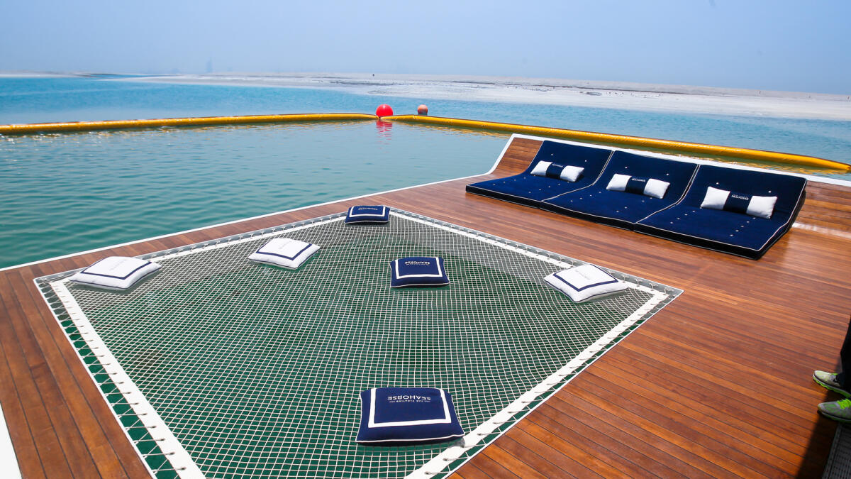 Lounge of The Floating Seahorse at The World Islands in Dubai. (Photo by Neeraj Murali)
