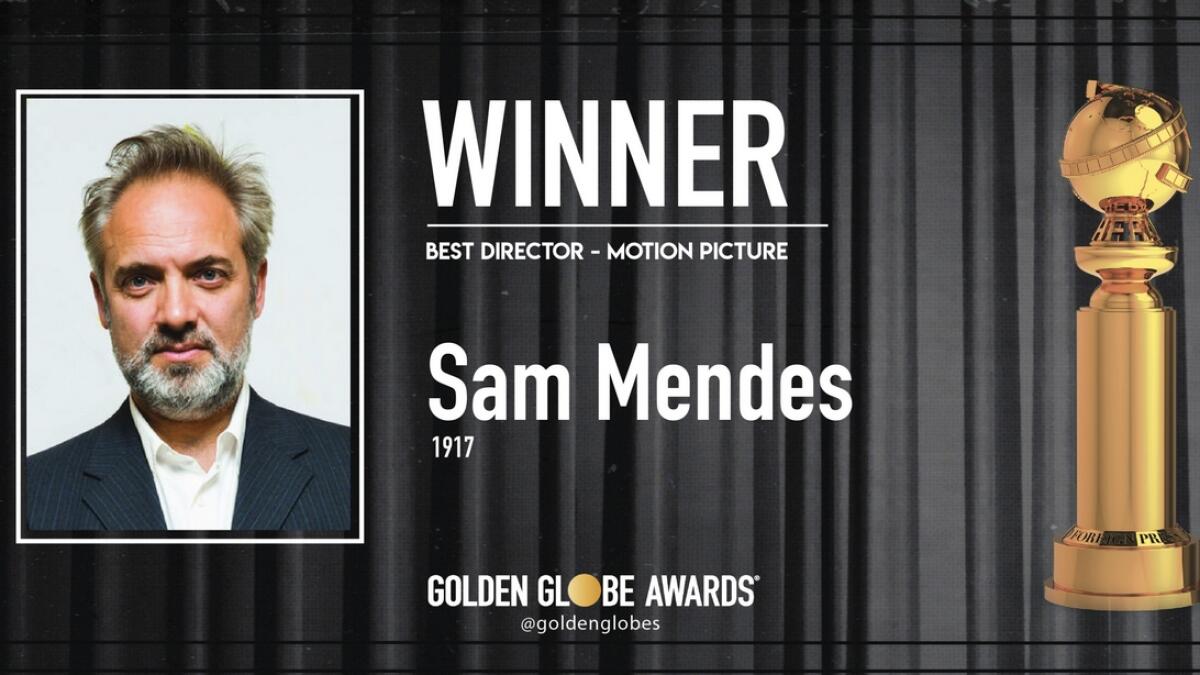 Sam Mendes wins Golden Globe for best director for ‘1917’