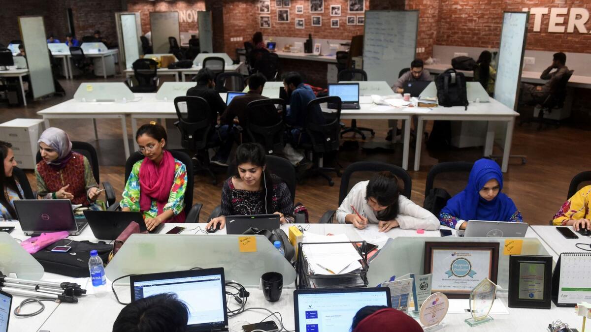 The National Incubation Centre in Lahore. Pakistan’s startup ecosystem is one of the fastest-growing, with venture capital funding in 2021 already exceeding $200 million, which is greater than the last five years combined. — AFP