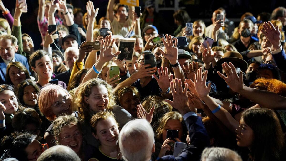 US President Joe Biden greets supporters during a campaign rally for Democratic incumbent Governor Kathy Hochul and other New York Democrats in Yonkers, New York. — Reuters file