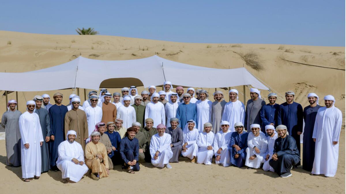 Sheikh Hamdan with participants of the Dubai Leadership Camp. — Wam