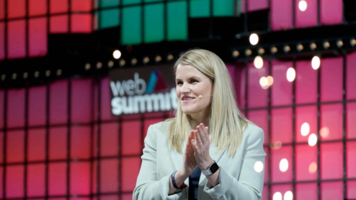 Frances Haugen speaks during the opening ceremony of Web Summit in Lisbon. — Reuters