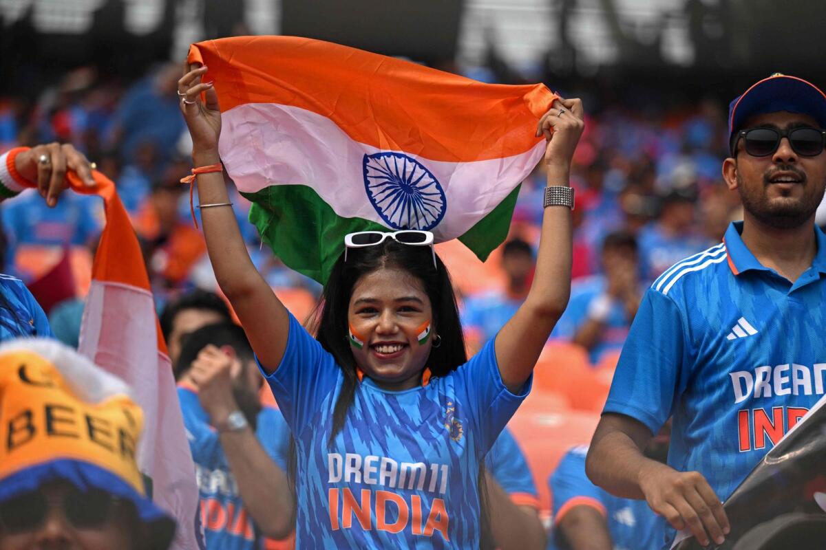 Indian fans during the match against Pakistan at the Narendra Modi Stadium in Ahmedabad on October 14. — AFP