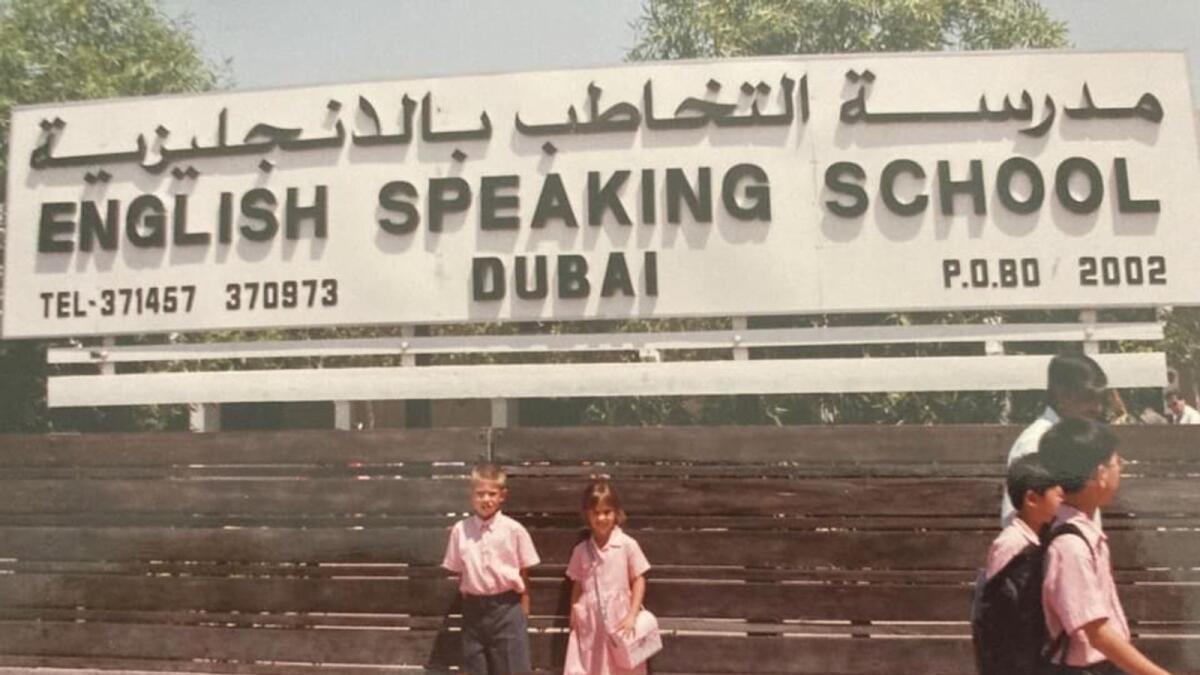 Giselle pictured at school in Dubai in an old photograph.