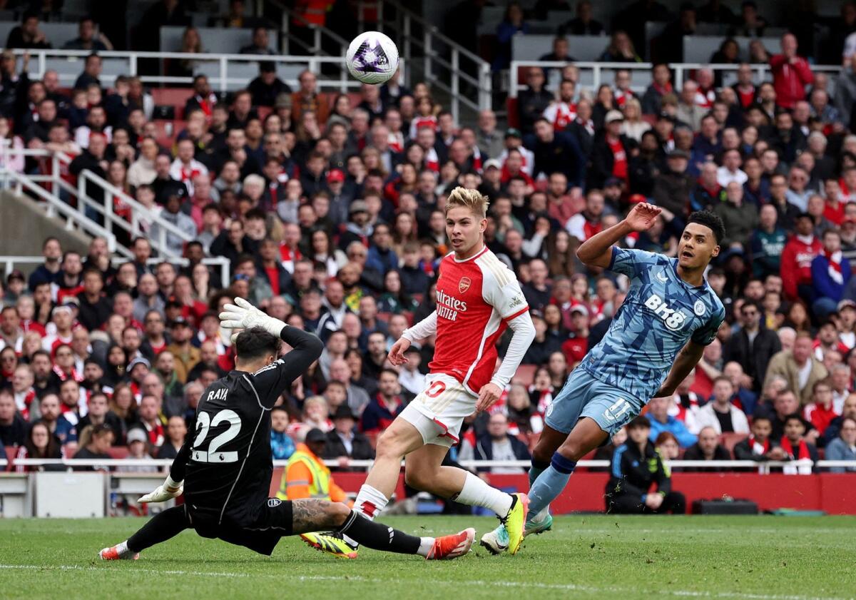 Aston Villa's Ollie Watkins scores their second goal against Arsenal. — Reuters