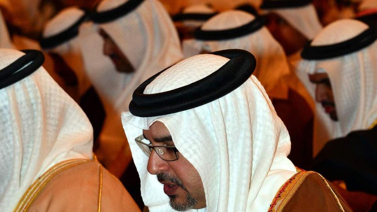 Bahrain's His Royal Highness Prince Salman bin Hamad Al Khalifa performs Friday prayers and the Absentee funeral prayers (Salat Alghayeb) at Shaikh Isa Mosque.