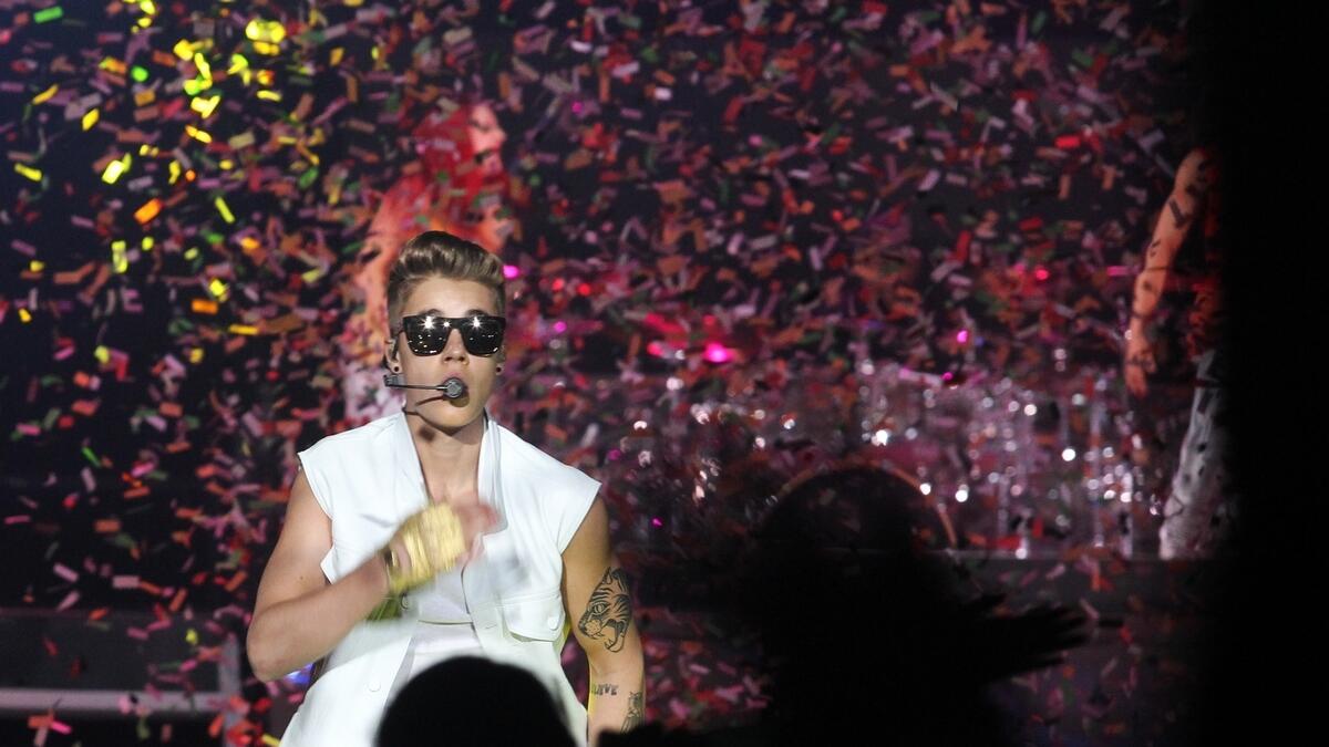 May 2013: Love yourselfThis pint-sized pop sensation is already creating controversy for his tardiness, given the kid audience have school the next day, though it is one of those teenage fans who actually goes on to take the headlines. While sat at the piano on stage at the Sevens Stadium Dubai, Justin Bieber is confronted by a young man who rushes the singer for an ultimately unsuccessful hug attempt.