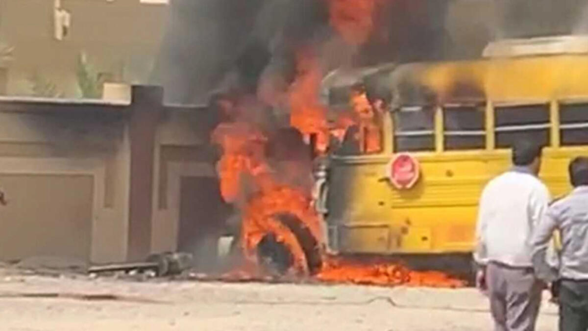 Empty school bus catches fire in UAE, no injuries