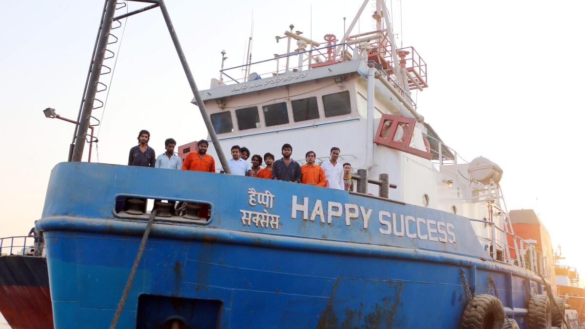 Twelve stranded Indian sailors of the Happy Success berthed at the Ajman free zone suffered without basic amenities for over five months.