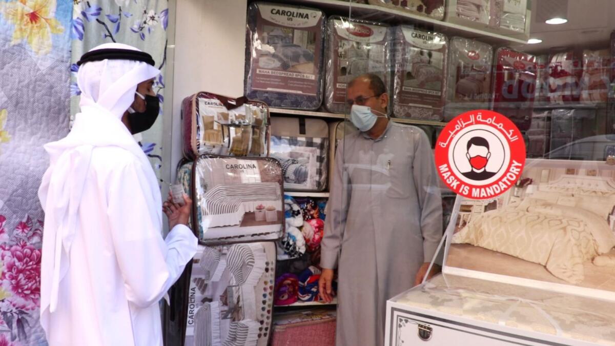 Abdulla Husain Al Zaabi from Dubai Economy during his inspection drive at Naif. — Photos: Rahul Gajjar
