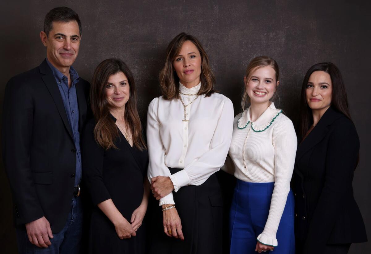 Co-creator and executive producer Josh Singer, co-creator, author and executive producer Laura Dave, executive producer and actor Jennifer Garner, actor Angourie Rice and executive producer Lauren Neustadter pose for a portrait
