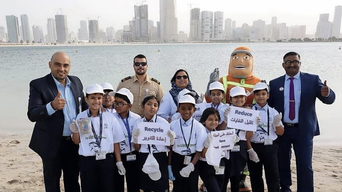 A clean environment drive undertaken by school students.