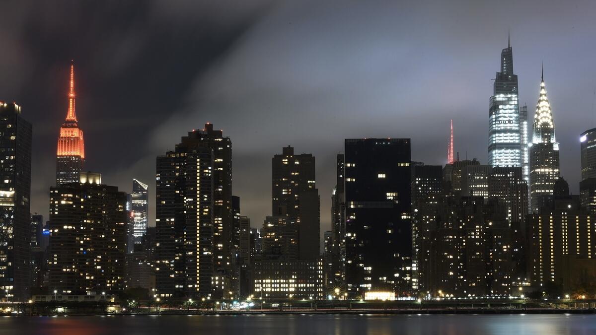 The Empire State Building is lit in red as venues nationwide participate in the Red Alert RESTART campaign to pressure Congress to provide financial help to entertainment and live event industry workers decimated by the coronavirus (Covid-19) pandemic in New York, New York. Photo: AFP
