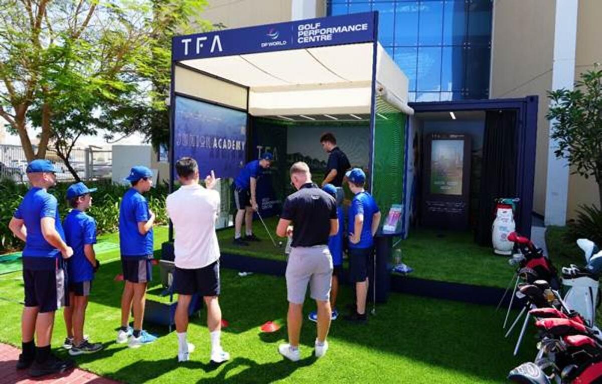 The DP World TFA Mobile Golf Studio visiting schools in Dubai.- Supplied photo