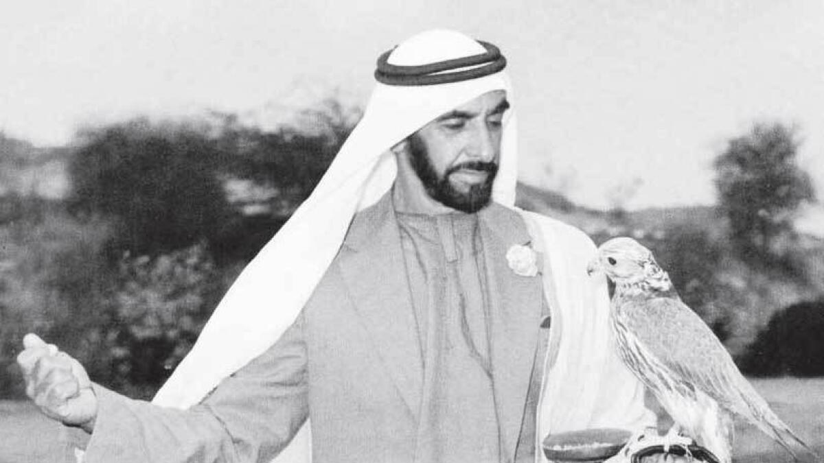 Sheikh Zayed instilled a love for falcons. The traditional sport of falconry has been passed down from generations to generations.-KT archive 