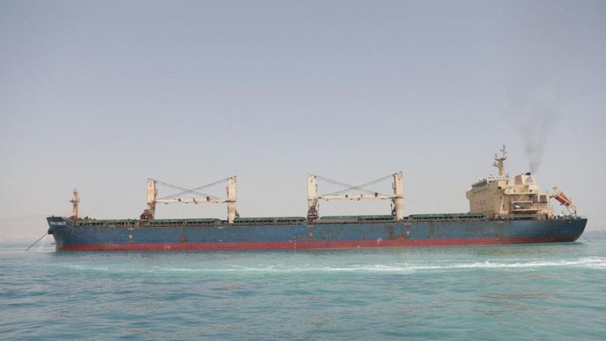 A view of the a argo ship XIN HAI TONG 23 after successfully being refloated to the waiting area in the canal next to Ismailia, Egypt, on May 25, 2023.  — Reuters file
