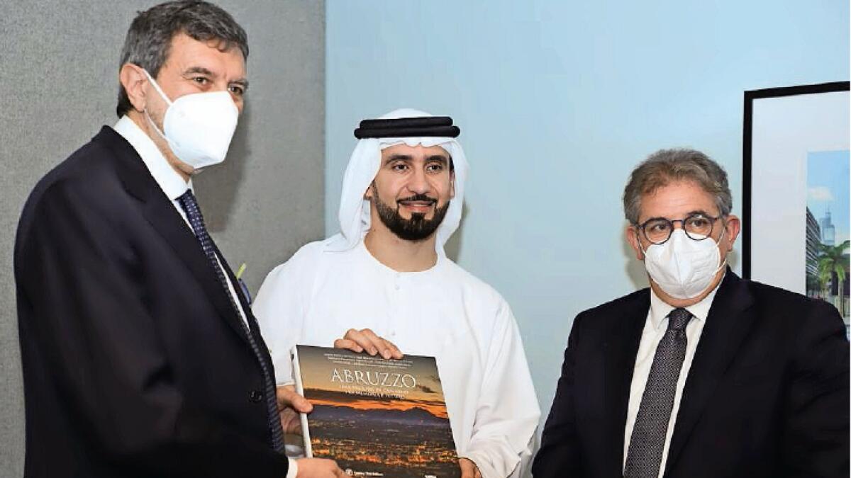 From left: Marco Marsilio, President of Abruzzo Region; Khalifa Al Jaziri Al Shehhi, Manager of Dubai Future Foundation; and Daniele D'Amario, Regional Councillor.