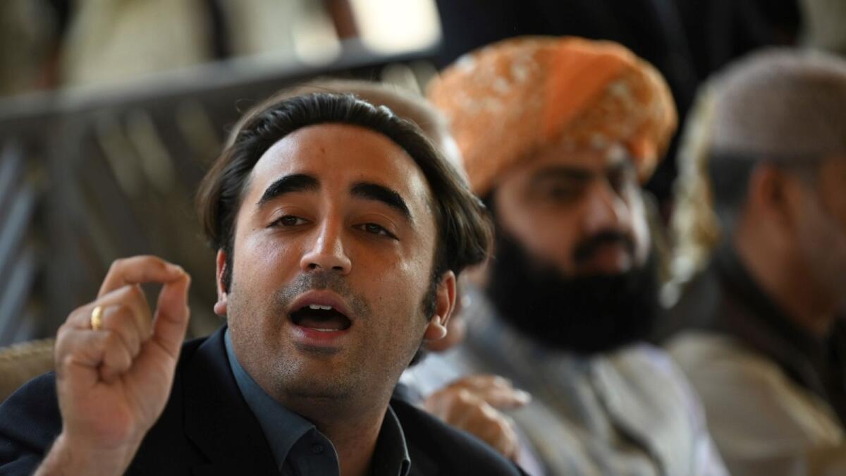Bilawal Bhutto Zardari speaks during a press conference. Photo: AFP