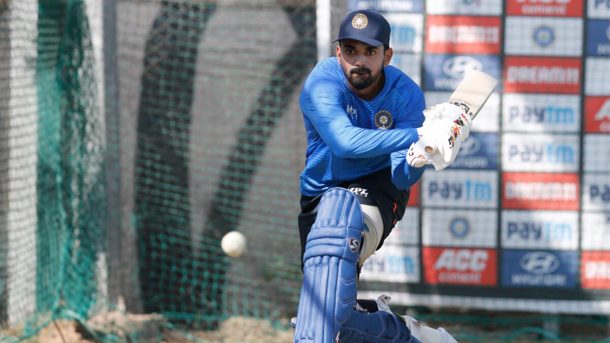 Indian vice-captain KL Rahul during a nets session in Ahmedabad. — BCCI Twitter