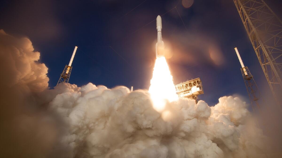 A United Launch Alliance Atlas V rocket carrying Nasa's Mars 2020 Perseverance Rover vehicle takes off from Cape Canaveral Air Force Station in Cape Canaveral, Florida, on July 30, 2020.