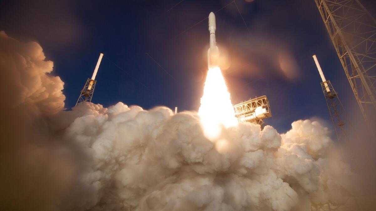 A United Launch Alliance Atlas V rocket carrying Nasa's Mars 2020 Perseverance Rover vehicle takes off from Cape Canaveral Air Force Station in Cape Canaveral, Florida, on July 30, 2020.