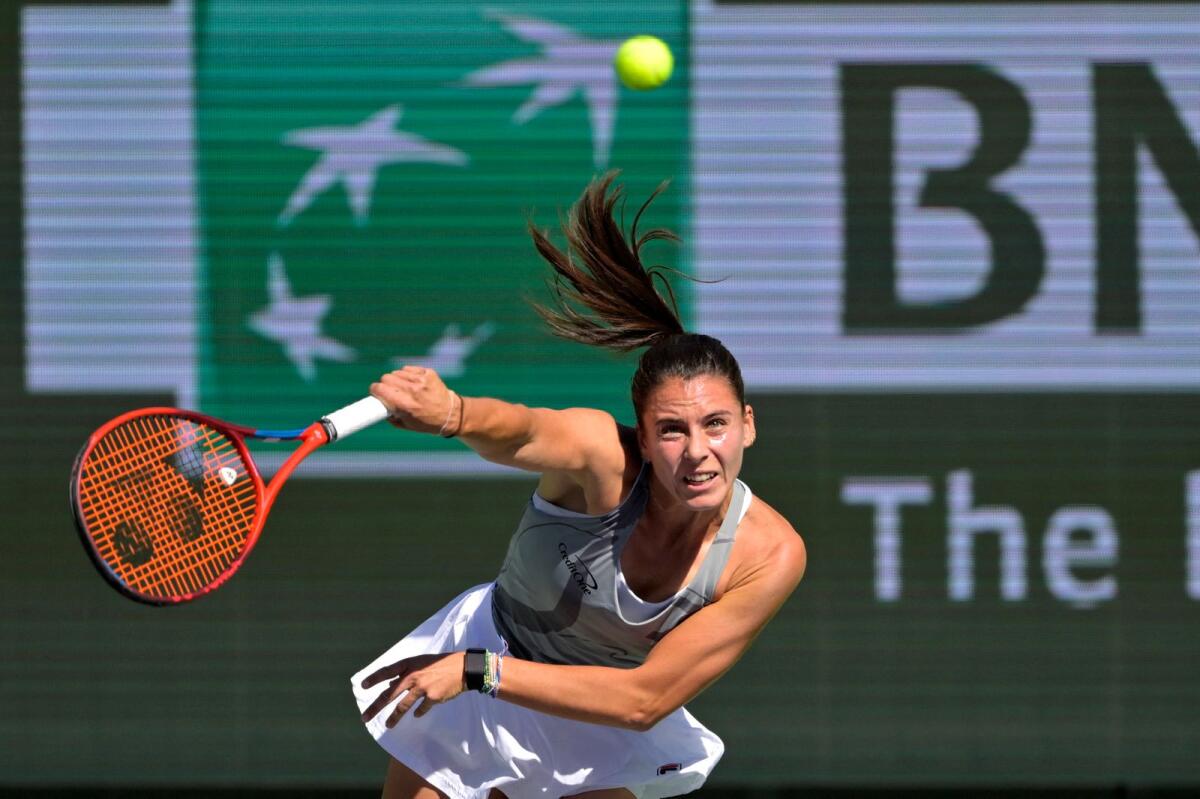 Emma Navarro serves in her fourth round match to Aryna Sabalenka. — Reuters