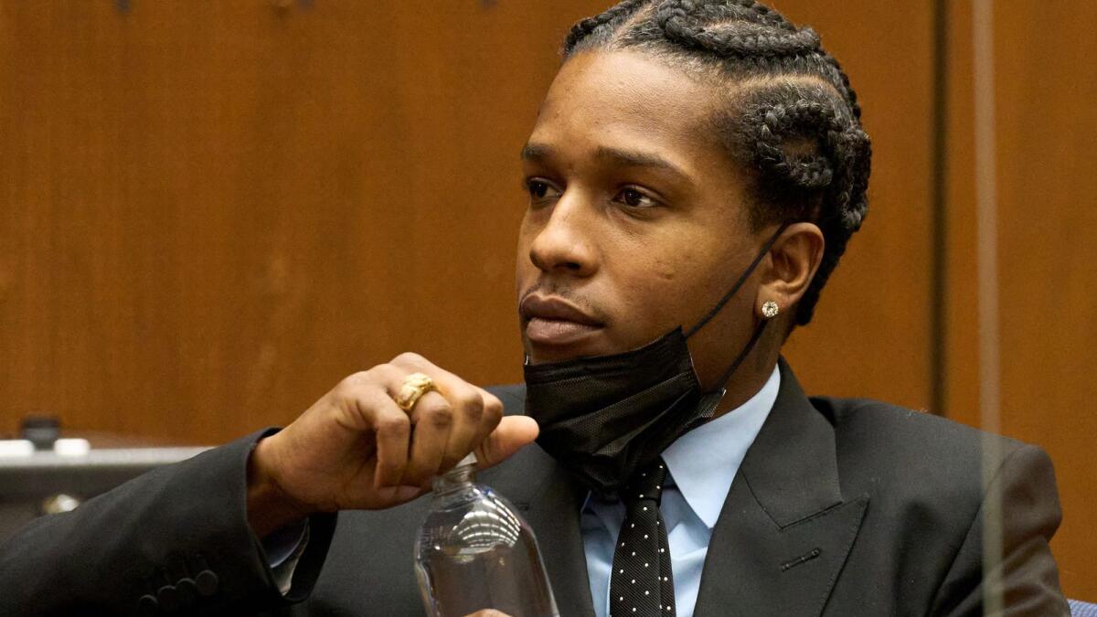 A$AP Rocky drinks water during a preliminary hearing in his assault with a semiautomatic firearm case in Los Angeles, California, USA, 20 November 2023. Reuters