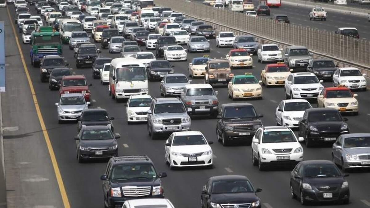 UAE traffic: Slow moving traffic in Dubai and Sharjah