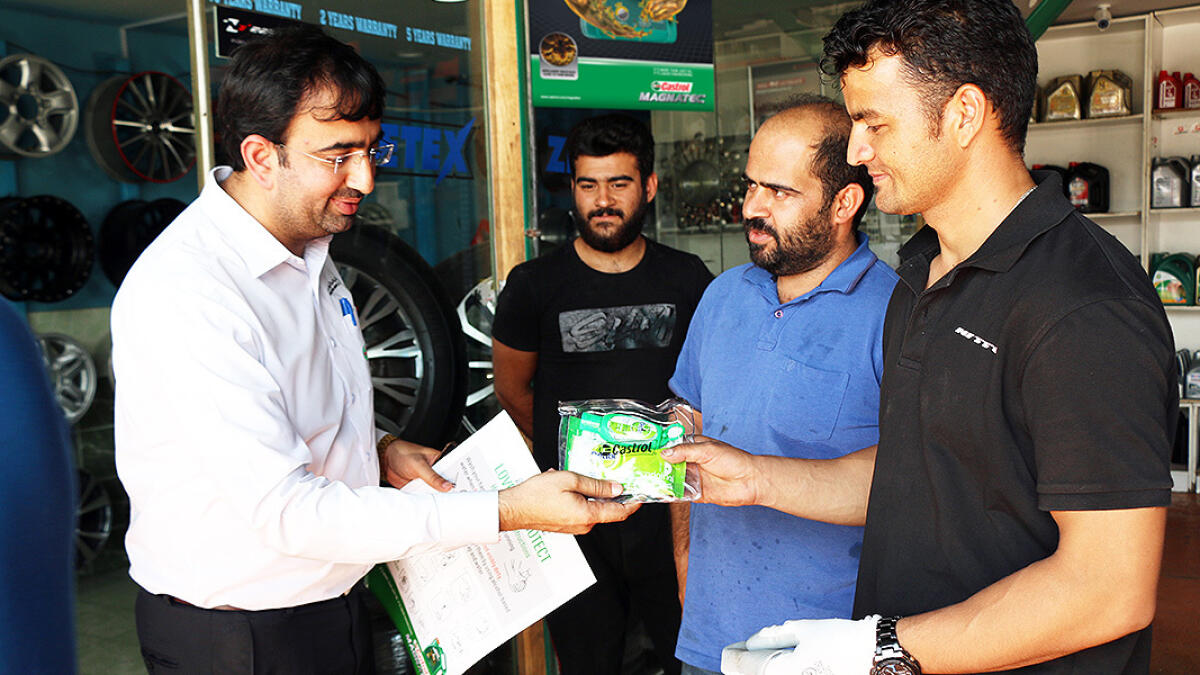 WE ARE SAFE: Castrol distributes health kits and leaflets to its employees