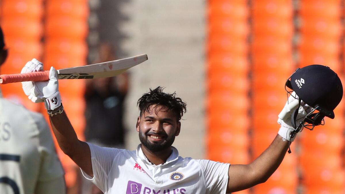 Rishabh Pant of India celebrates after scoring a hundred. (BCCI)
