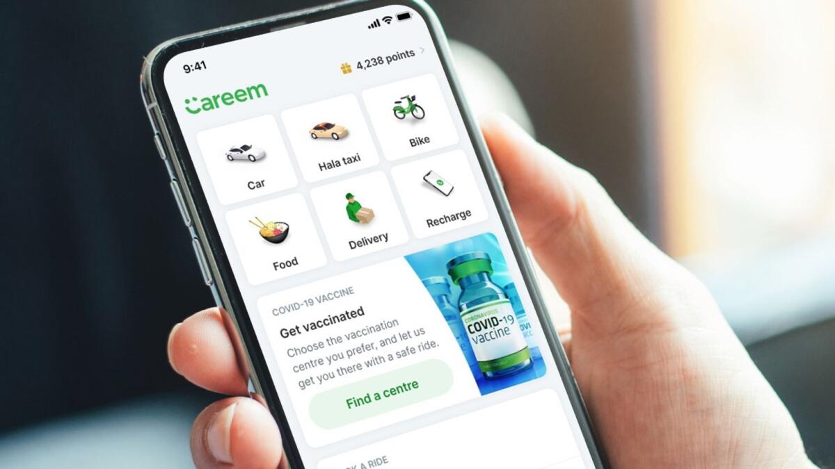 Careem users across the UAE will find the new ‘Get vaccinated’ tool in their app home screen below the tiles for Careem’s other rides, bikes, food, cleaning and delivery services