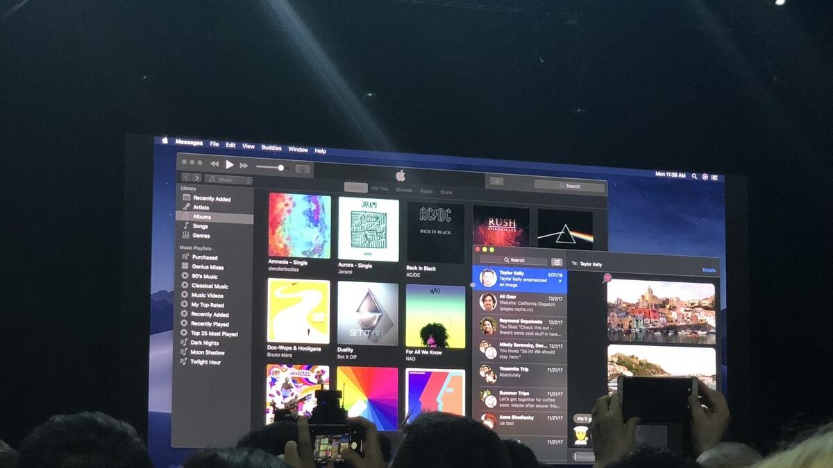 macOS Mojave has a Dark Mode, which changes the desktop to a darkened theme and makes content pop out even more.