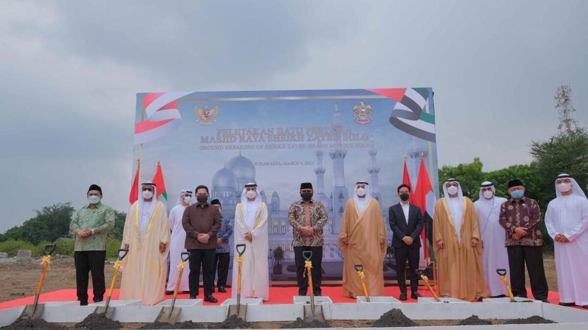 Groundbreaking ceremony for the mosque's replica in Indonesia.