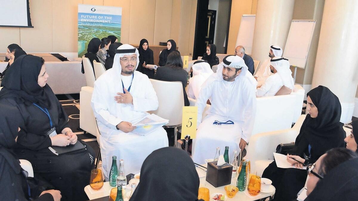 Participants at the Future of the environment in Abu Dhabi workshop on Monday. — Supplied photo