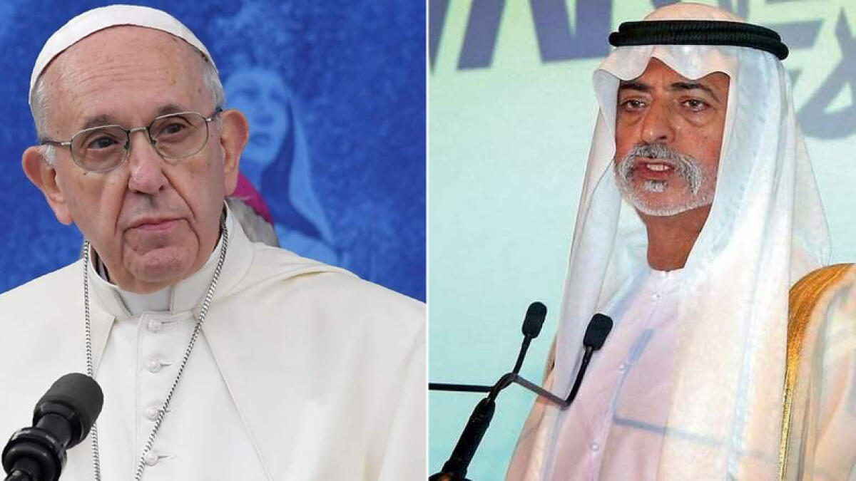 Video: Sheikh Nahyan welcomes Pope Francis to UAE