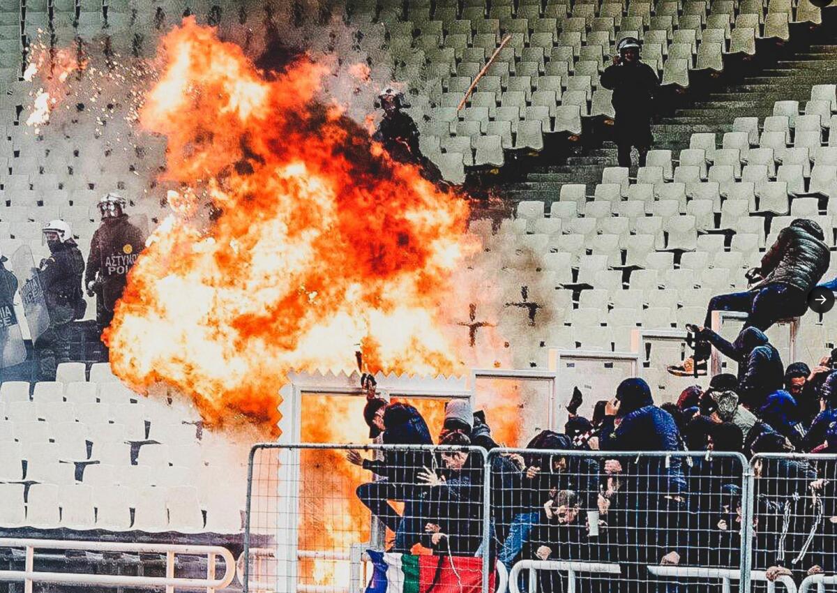 Fights between football fans are frequent before or after a game in Greece. — Twitter