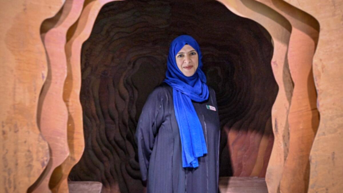 Emirati artist Azza Al Qubaisi with her artwork ‘Solitude’. Her work is in the shape of the cave which represents seclusion and a place where the Holy Quran was revealed to Prophet Muhammad (Peace Be Upon Him). She said that as an Emirati she is proud to be part in this event.